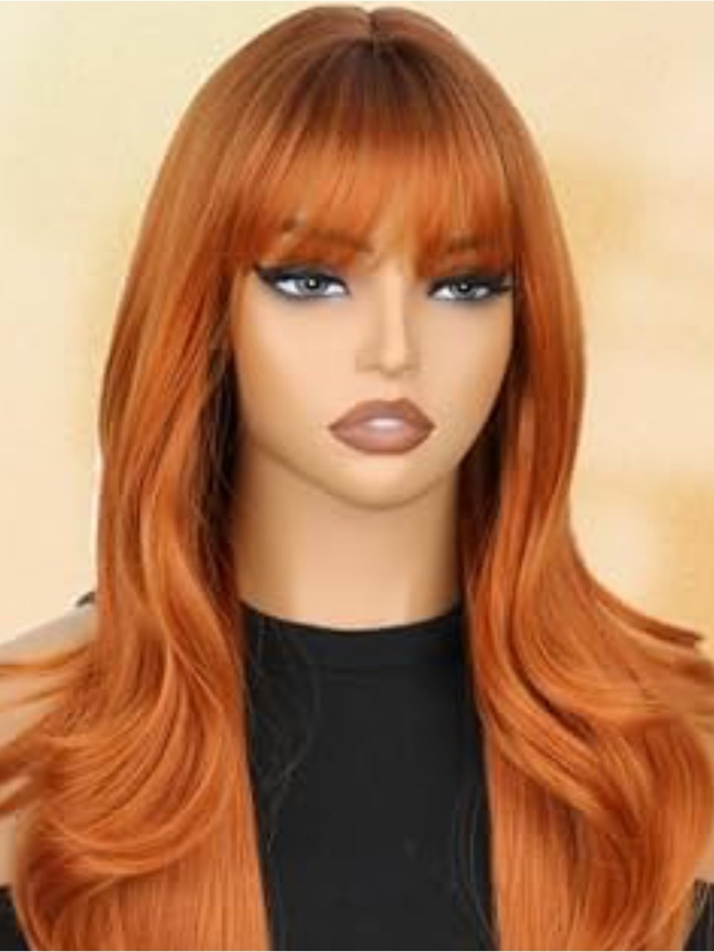 NWOT Copper Red Blended Women's Synthetic Wig with Bangs - Size Petite